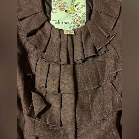 Tabitha Anthropologie foliage finder wool jacket coat ruffle size 0 - Picture 6 of 11